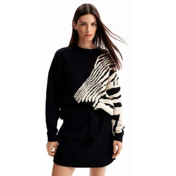 Desigual Sweter oversize zebra 23WWJF102000