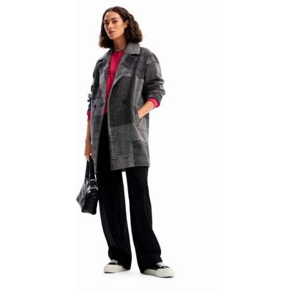 Desigual Klasyczny płaszcz patchworkowy z wełny 23WWEWX62000