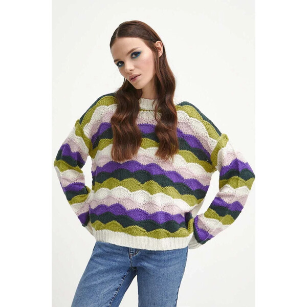 Medicine Sweter damski wzorzysty kolor beżowy
