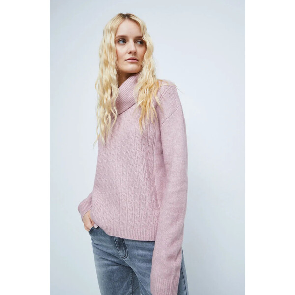 Medicine Sweter z domieszką wełny damski kolor różowy