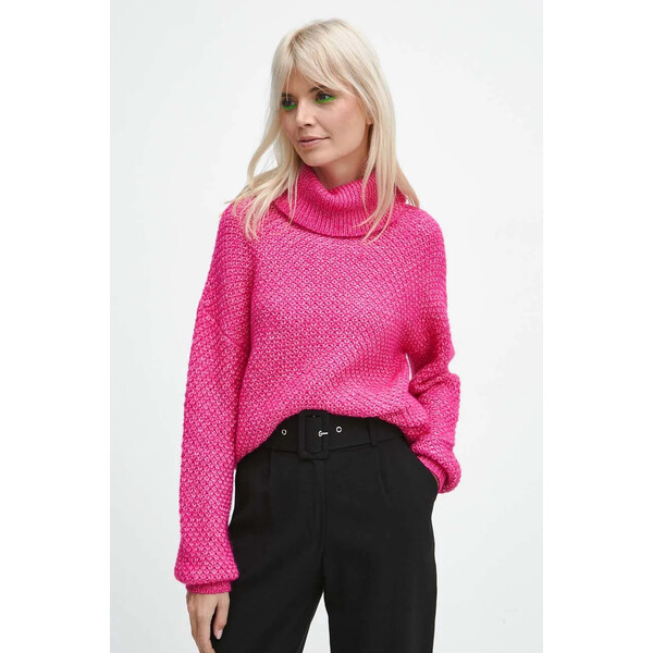 Medicine Sweter damski z fakturą kolor różowy