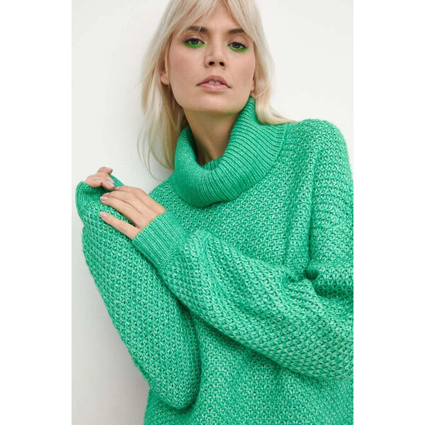 Medicine Sweter damski z fakturą kolor zielony