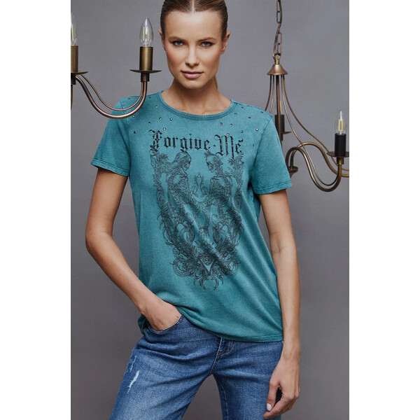 Medicine T-shirt bawełniany damski z kolekcji Zamkowe Legendy kolor zielony