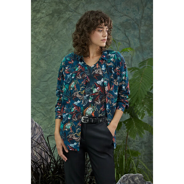Medicine Koszula damska z kolekcji Graficzny Atlas Zwierząt kolor turkusowy