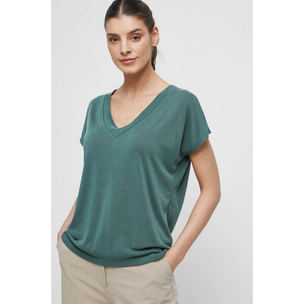Medicine T-shirt damski gładki kolor zielony