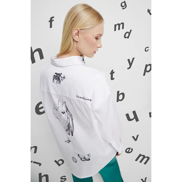 Koszula damska - Kolekcja jubileuszowa. 2023 Rok Wisławy Szymborskiej x Medicine, kolor biały