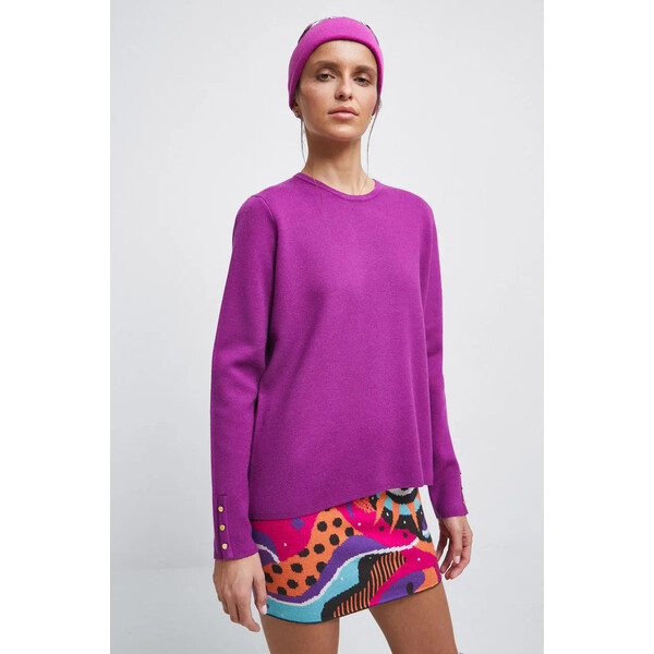 Medicine Sweter damski gładki kolor fioletowy