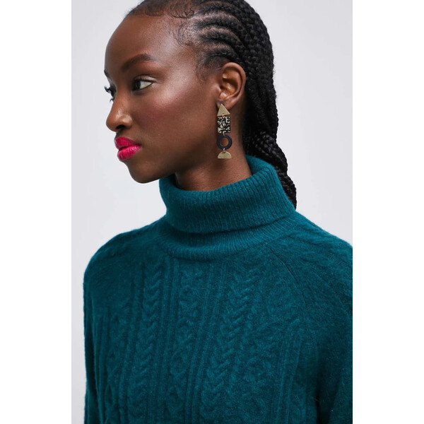 Medicine Sweter z domieszką wełny damski kolor zielony