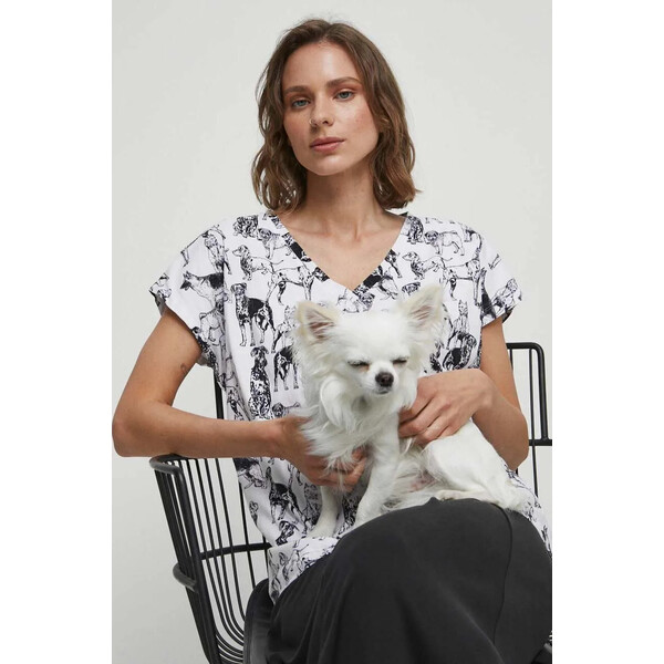 Medicine T-shirt bawełniany damski z kolekcji na Dzień Psa kolor biały