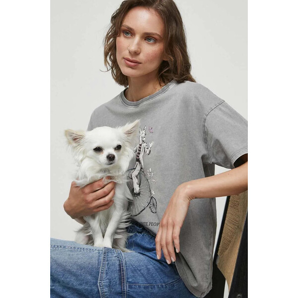 Medicine T-shirt bawełniany damski z kolekcji na Dzień Psa kolor szary