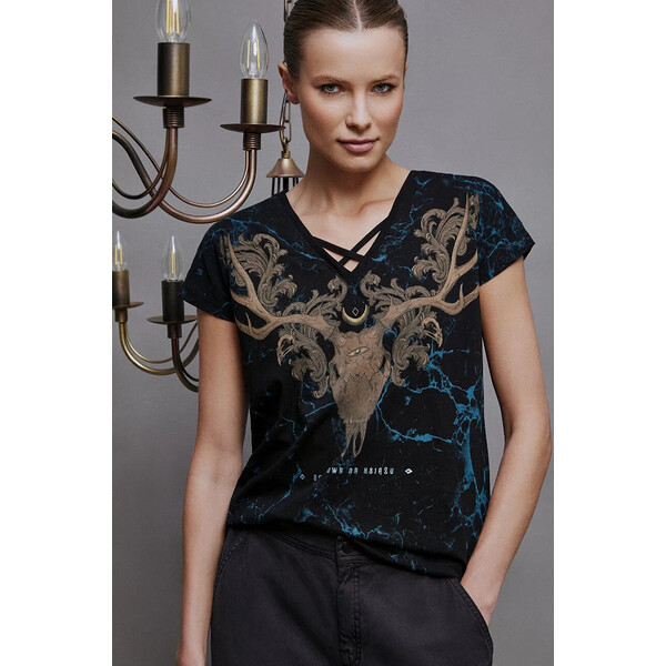 Medicine T-shirt bawełniany damski z kolekcji Zamkowe Legendy kolor czarny