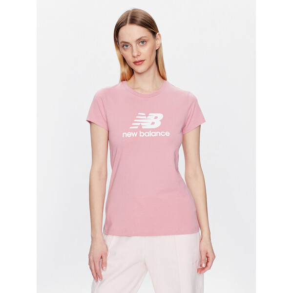 New Balance T-Shirt Essentials Stacked Logo WT31546 Różowy Athletic Fit