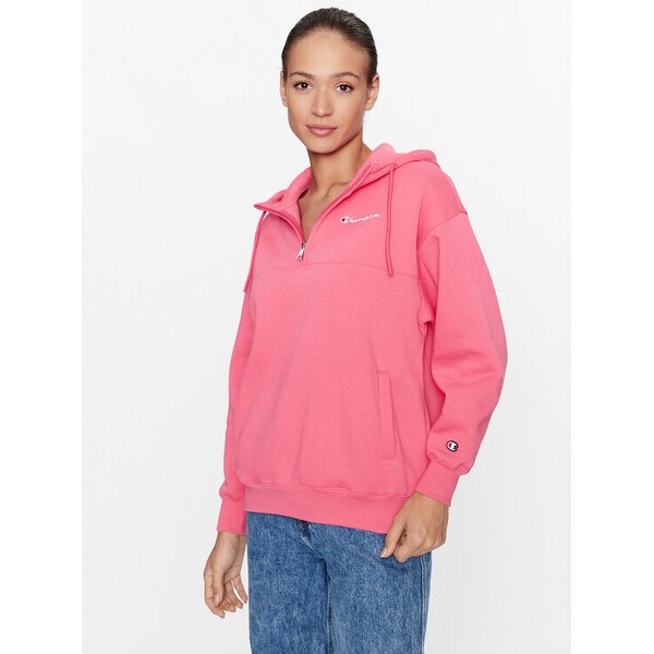 Champion Bluza Hooded Half Zip Sweatshirt 116581 Różowy Oversize