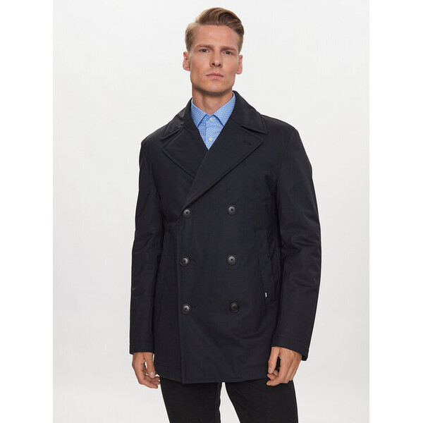 Boss Płaszcz P-Hyde-Peacoat-233 50498100 Granatowy Slim Fit