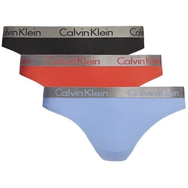 Calvin Klein Stringi STRINGI DAMSKIE 3-PACK THONGS Niebieski