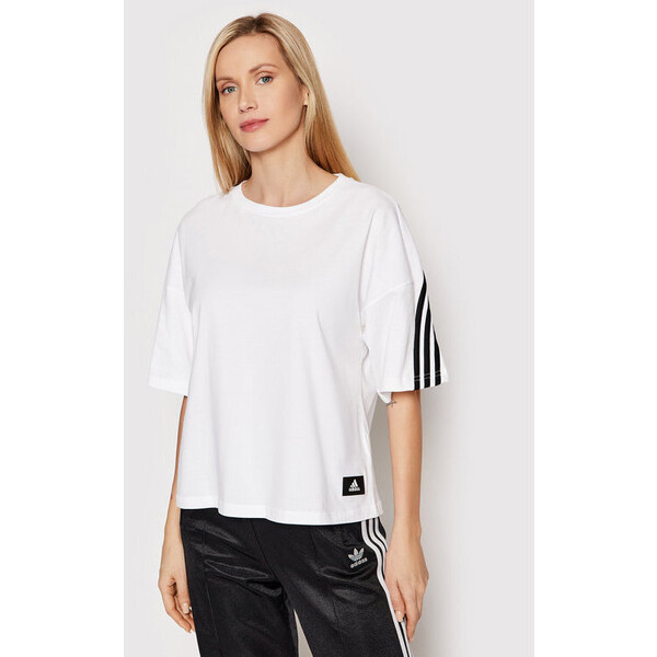 adidas T-Shirt Future Icons 3-Stripes HE0309 Biały Loose Fit
