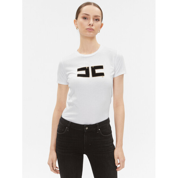 Elisabetta Franchi T-Shirt MA-002-36E2-V220 Biały Regular Fit