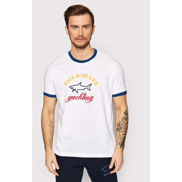 Paul&Shark T-Shirt C0P1006 Biały Regular Fit
