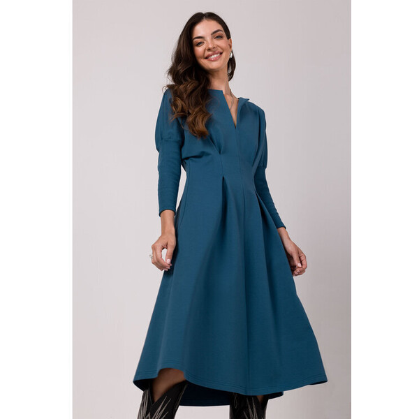 BeWear Sukienka B273 Niebieski Modern Fit