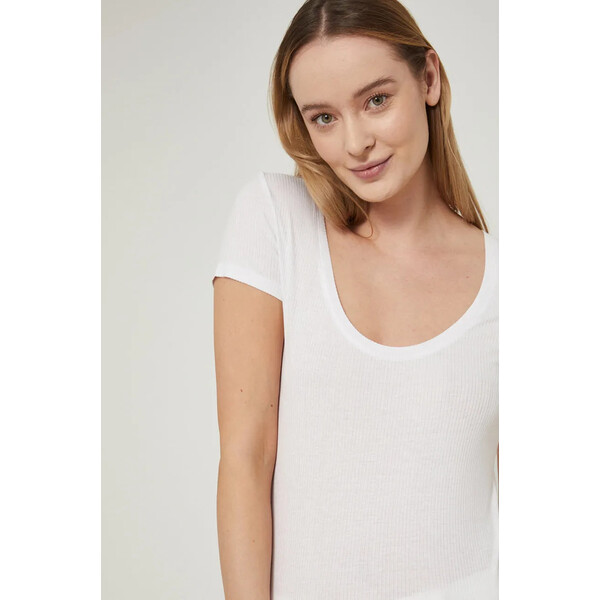 Medicine T-shirt damski prążkowany biały