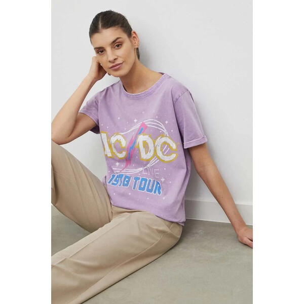 Medicine T-shirt bawełniany damski AC/DC kolor fioletowy