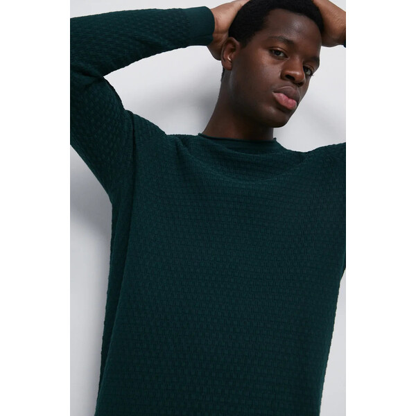 Medicine Sweter męski z fakturą kolor zielony