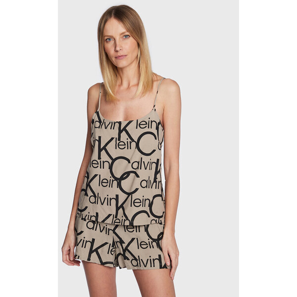 Calvin Klein Underwear Koszulka piżamowa 000QS6849E Beżowy Regular Fit