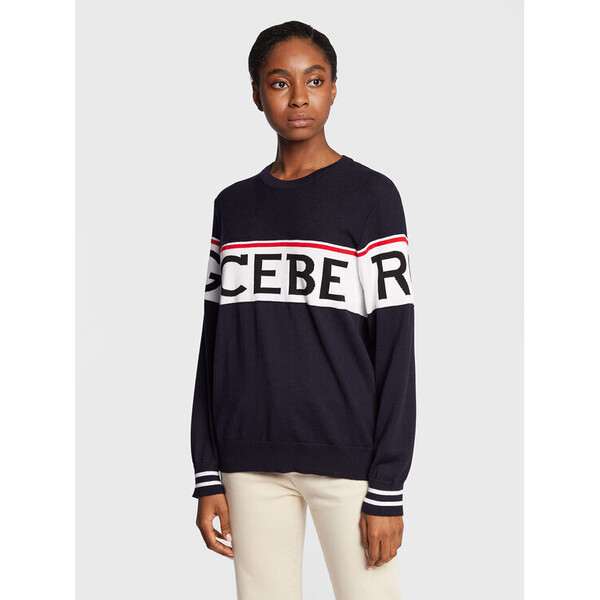Iceberg Sweter 22II2P0A0017010 Granatowy Relaxed Fit