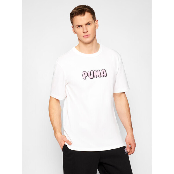 Puma T-Shirt Downtown Graphic 530899 Biały Loose Fit
