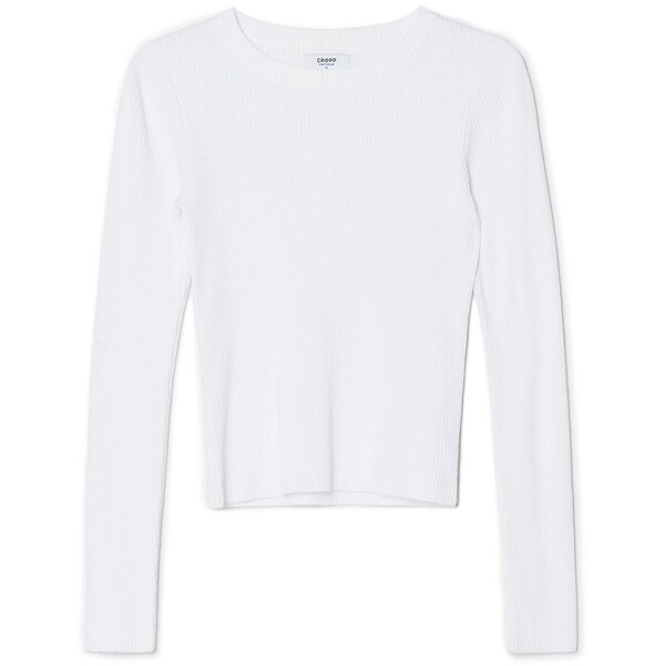 Cropp Biały sweter w prążki 4345Y-00X