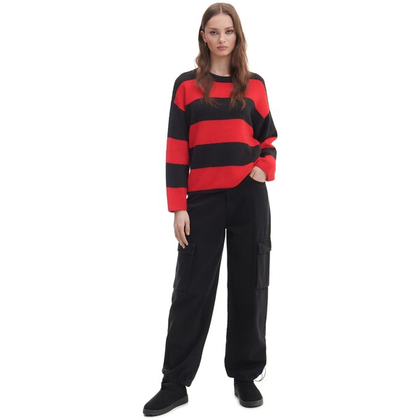 Cropp Czarno-czerwony sweter w paski 3420W-33X