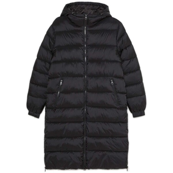 Cropp Czarny pikowany płaszcz z kapturem 3763W-99X