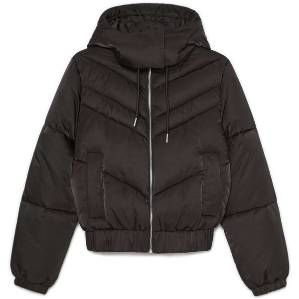 Cropp Czarna pikowana kurtka z odpinanym kapturem 3804W-99X