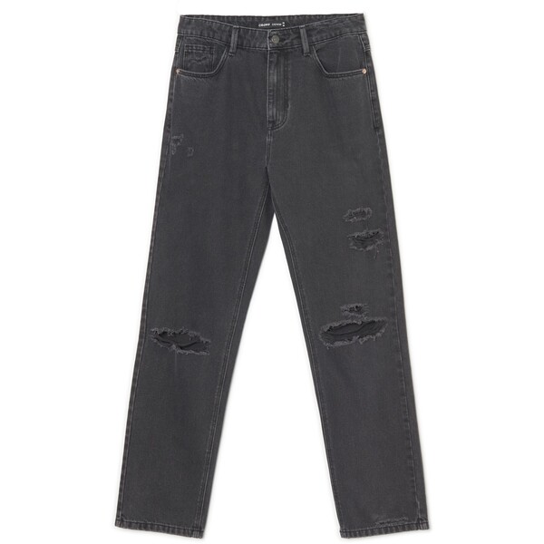 Cropp Czarne jeansy straight z rozdarciami 6356N-99P