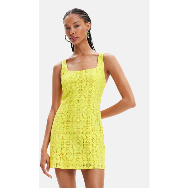 Desigual Sukienka letnia 23SWVW02 Żółty Slim Fit