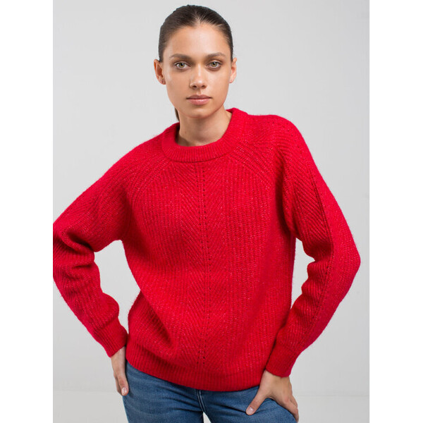 BIG STAR Sweter PIKULINA_603_160 Czerwony Basic Fit
