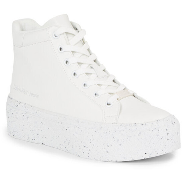 Calvin Klein Jeans Sneakersy Bold Vulc Flatf Mid Laceup Wn YW0YW01230 Biały
