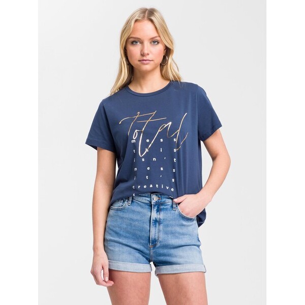 Cross Jeans T-Shirt 55934-470 Granatowy Regular Fit