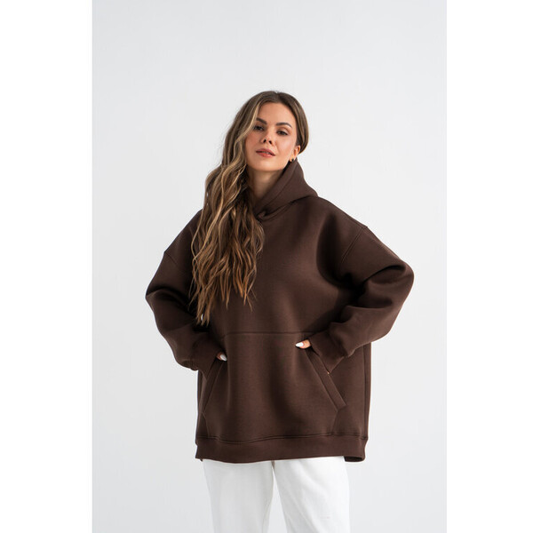 Mirons Bluza Hoodie Brown Brązowy Oversize