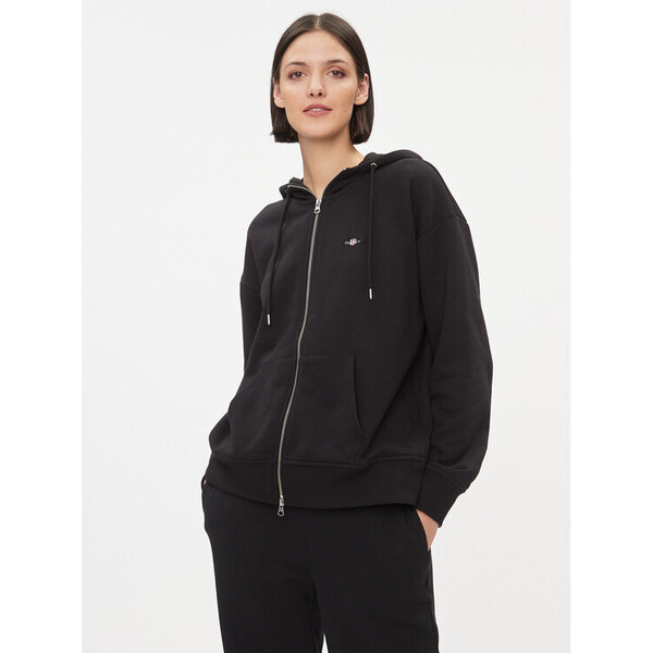 Gant Bluza Rel Shield Zip Hoodie 4204665 Czarny Relaxed Fit