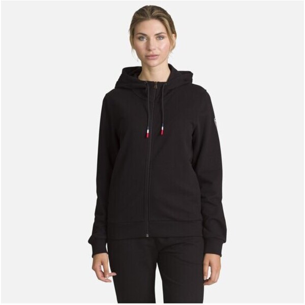 Rossignol Bluza Full-Zip Hooded Logo Sweatshirt Czarny Regular Fit