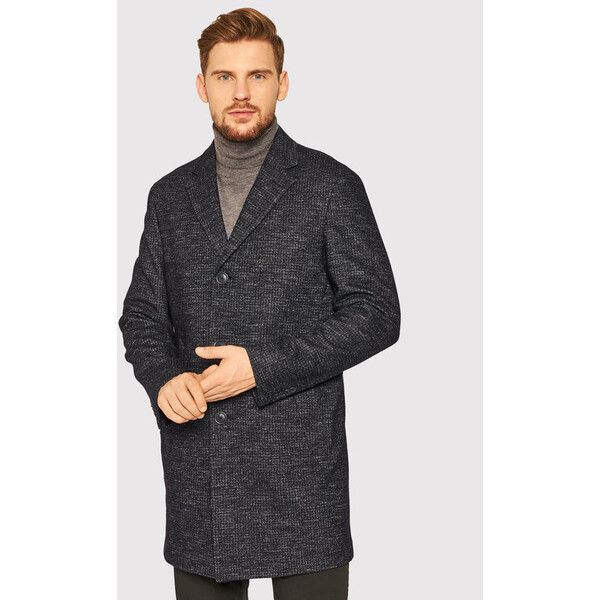 Oscar Jacobson Płaszcz wełniany Santiago 7103 5279 Czarny Regular Fit