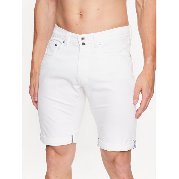Pierre Cardin Szorty jeansowe 34520/000/8066 Biały Regular Fit