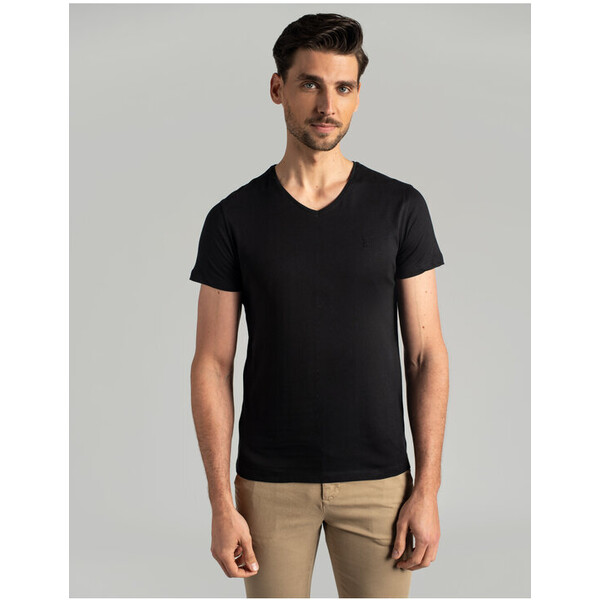 Borgio T-Shirt cerva Czarny Slim Fit