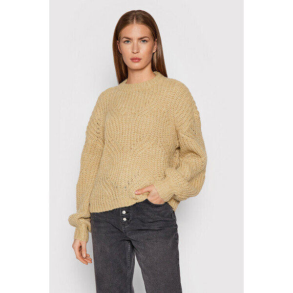 YAS Sweter Verona 26021762 Beżowy Oversize