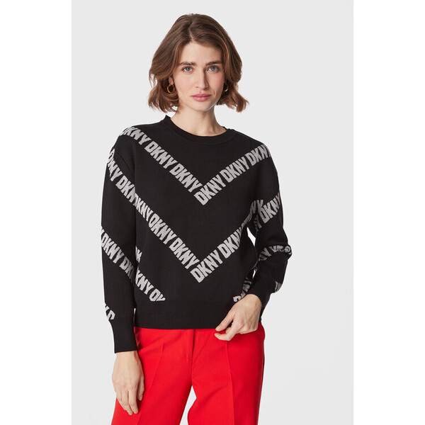 DKNY Sweter P2MSAB42 Czarny Relaxed Fit