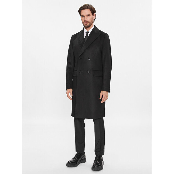 Boss Płaszcz wełniany H-Hyde-DB-Peak-234 50502328 Czarny Slim Fit