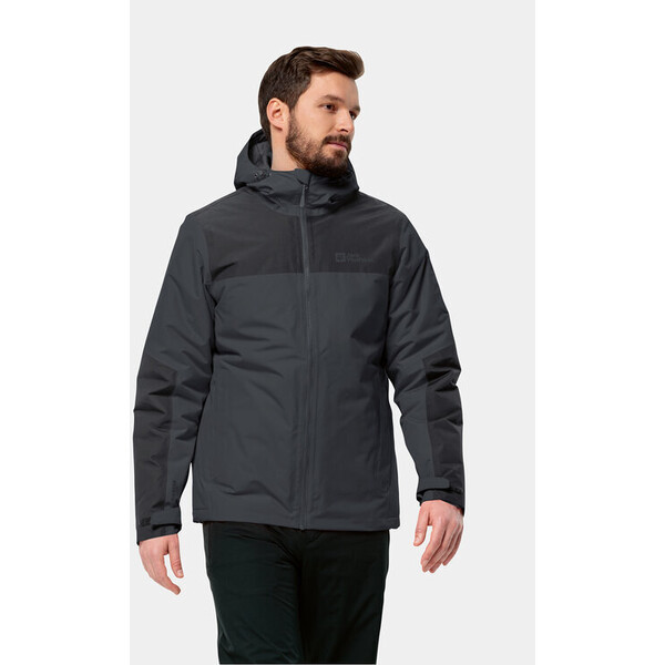 Jack Wolfskin Kurtka przeciwdeszczowa Jasper Ins Jkt 1114321 Czarny Regular Fit