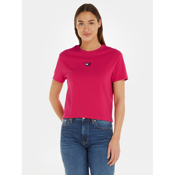 Tommy Jeans T-Shirt Badge DW0DW15640 Różowy Classic Fit