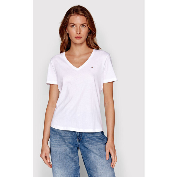 Tommy Jeans T-Shirt DW0DW14617 Biały Slim Fit